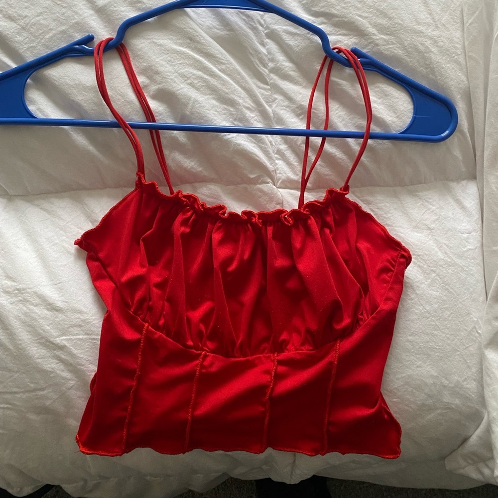 Princess Polly Red Small cropped Tank Top